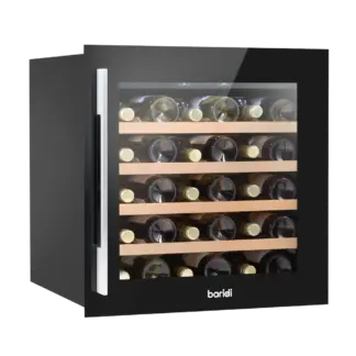Baridi 36 Bottle Built-In Wine Cooler with Touchscreen Controls, Beech Wood Shelves & LED Light - Black [DH206]