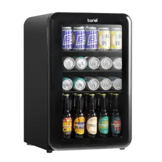 Baridi Retro Style Undercounter Drinks, Beer & Wine Fridge 70L - Black [DH222]