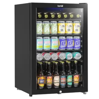 Baridi Undercounter Drinks, Beer & Wine Fridge with LED Light 115L - Black [DH223]