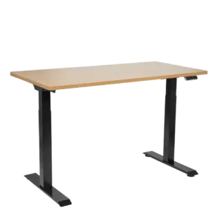 Dellonda Oak Electric Height Adjustable Standing Desk, 1400 x 700mm Dual Motor 100kg [DH33]