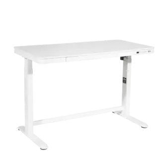 Dellonda Single Motor Ultra-Quiet Electric Desk with Control Panel, USB Port & Drawer - White Desktop [DH54]