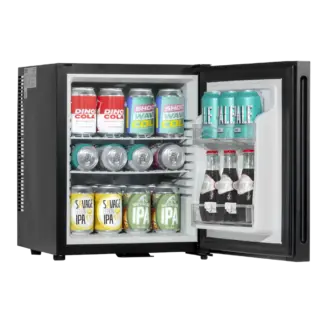 Baridi Mini Drinks & Wine Fridge with Wire Shelves, LED Light & Security Lock 25L - Black [DH57]