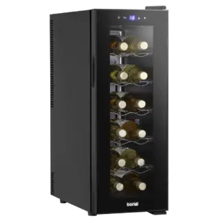 Baridi 12 Bottle Wine Fridge with Digital Touchscreen Controls, Metal Shelves & LED Light - Black [DH73]