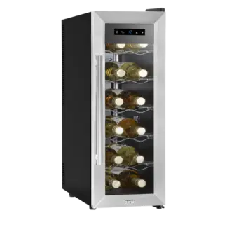 Baridi 12 Bottle Wine Fridge with Digital Touchscreen Controls, Metal Shelves & LED Light - Stainless Steel [DH74]