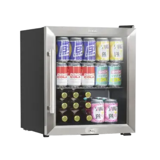 Baridi Mini Tabletop Beer & Drinks Fridge with Lock & Key, Metal Shelves & LED Light 50L - Stainless Steel [DH75]