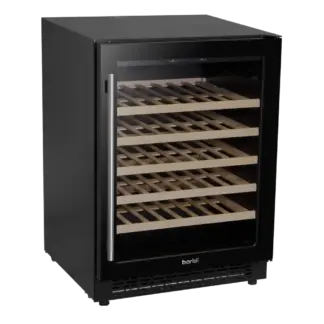Baridi 54 Bottle Undercounter/Freestanding Wine Fridge with Digital Touchscreen Controls, Wooden Shelves & LED Light 135L - Black [DH78]