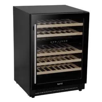 Baridi 46 Bottle Dual Zone Undercounter/Freestanding Fridge with Digital Touchscreen Controls, Wooden Shelves & LED Light - Black [DH79]