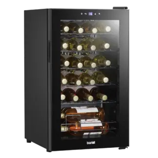 Baridi 24 Bottle Wine Fridge with Digital Touchscreen Controls, Metal Shelves & LED Light - Black [DH9]