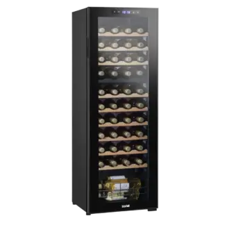 Baridi 44 Bottle Dual Zone Wine Fridge with Digital Touchscreen Controls, Beech Wood Shelves & LED Light - Black [DH92]
