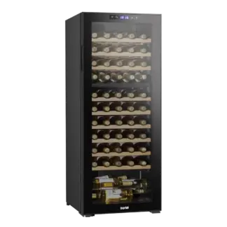 Baridi 55 Bottle Dual Zone Wine Fridge with Digital Touchscreen Controls, Beech Wood Shelves & LED Light - Black [DH93]