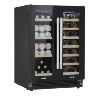 Baridi 40 Bottle/120 Can Dual Zone Undercounter/Freestanding Wine & Drinks Fridge - Black [DH96]