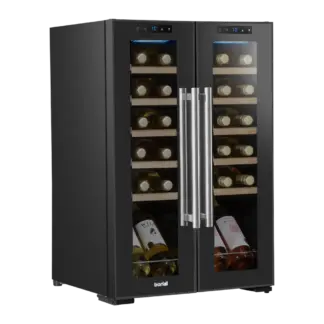 Baridi 24 Bottle Dual Zone Wine Fridge with Digital Touchscreen Controls, Beech Wood Shelves & LED Light - Black [DH97]