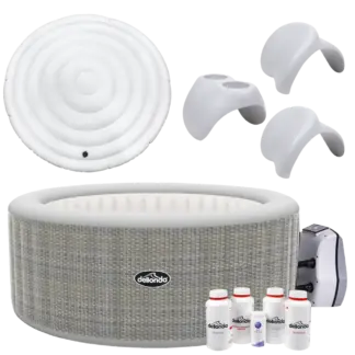 Dellonda 2-4 Person Inflatable Hot Tub/Spa with Smart Pump & Starter Kit - Rattan Effect [DL100]