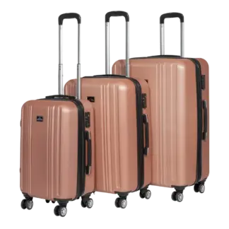 Dellonda Lightweight ABS Luggage Set with TSA Lock - Rose Gold [DL125]