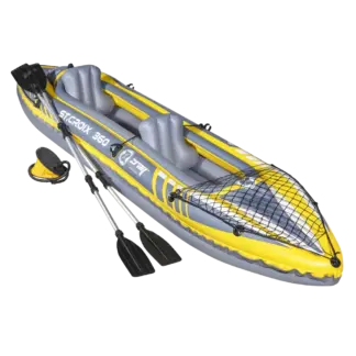 Dellonda Inflatable 2-Person Kayak/Canoe Set with Pump, Carry Bag & 2 Oars - Blue/Yellow/White [DL155]