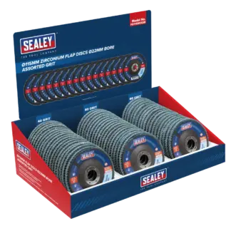 Assorted Grit Flap Discs Zirconium Ø115mm Ø22mm Bore - Display Box of 60 [FD115MIXDB]