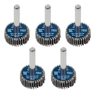 25 x 10mm Abrasive Flap Wheel with 6mm Shaft Assorted Grit - Pack of 5 [FW2510ASS]