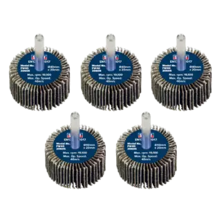 40 x 20mm Abrasive Flap Wheel with 6mm Shaft 60Grit - Pack of 5 [FW4020605]