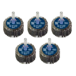 40 x 20mm Abrasive Flap Wheel with 6mm Shaft 80Grit - Pack of 5 [FW4020805]