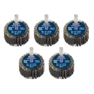 40 x 20mm Abrasive Flap Wheel with 6mm Shaft Assorted Grit - Pack of 5 [FW4020ASS]