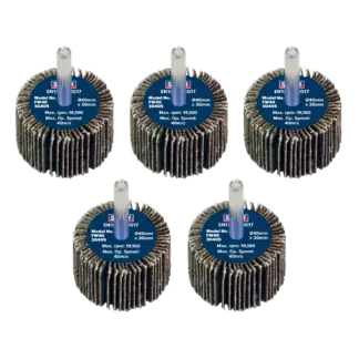 40 x 30mm Abrasive Flap Wheel with 6mm Shaft 40Grit - Pack of 5 [FW4030405]