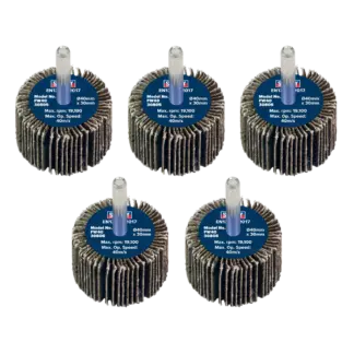40 x 30mm Abrasive Flap Wheel with 6mm Shaft 80Grit - Pack of 5 [FW4030805]