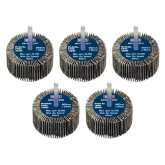 60 x 30mm Abrasive Flap Wheel on 6mm Shaft Assorted Grit - Pack of 5 [FW6030ASS]