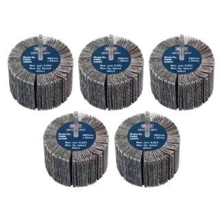 80 x 40mm Abrasive Flap Wheel on 6mm Shaft Assorted Grit - Pack of 5 [FW8040ASS]