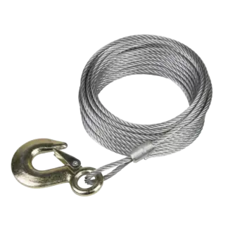Winch Cable/Wire Rope with Forged Hook 5.1mm x 10m 810kg Breaking Strength [GWEC12]