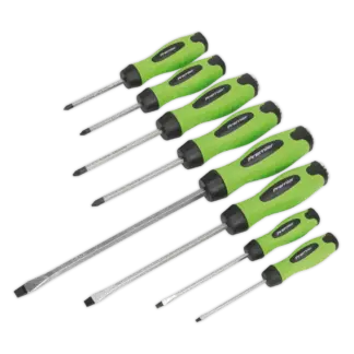 Premier Hammer-Thru Screwdriver Set 8pc - Hi-Vis Green [HV002]