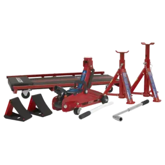 Lifting Kit (Inc Jack, Axle Stands, Creeper, Chocks & Wrench) 2 Tonne 5pc [JKIT01]