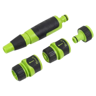 Deluxe Soft-Touch Hose Nozzle & Connector Set 4pc [JS9611]