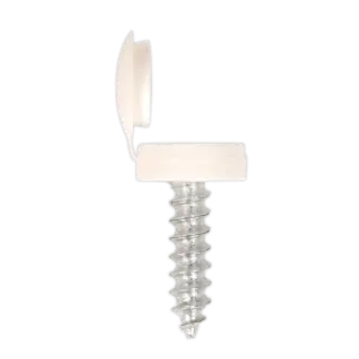 Numberplate Screw with Flip Cap 4.2 x 19mm, White - Pack of 50 [NPW50]