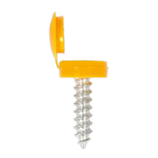 Numberplate Screw with Flip Cap 4.2 x 19mm, Yellow - Pack of 50 [NPY50]