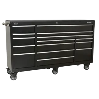 Premier™ Heavy-Duty Extra-Wide Rollcab 15 Drawer 1845mm - Black [PTB183015]