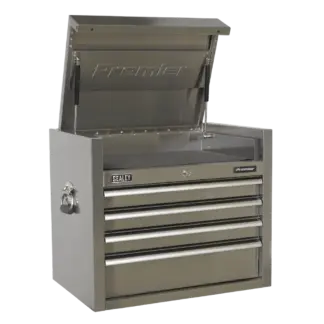 Premier™ Heavy-Duty Topchest 4 Drawer 675mm - Stainless Steel [PTB66004SS]