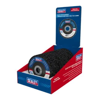 115 x 13mm Black Polycarbide Abrasive Strip Disc 22mm Bore - Display Box of 10 [PTC/CW115DB]