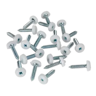 Numberplate Screw with Plastic Enclosed Head 4.8 x 24mm, White - Pack of 50 [PTNP5]