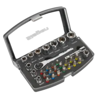 Siegen Socket & Bit Set 1/4"Sq Drive 31pc [S01036]