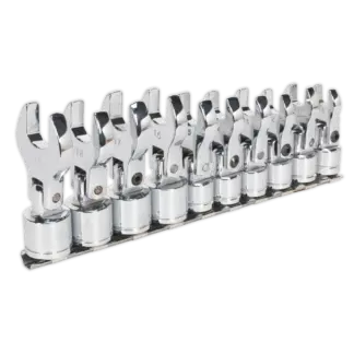 Siegen Flexible Crow's Foot Open-End Spanner Set 3/8"Sq Drive 10pc [S01043]