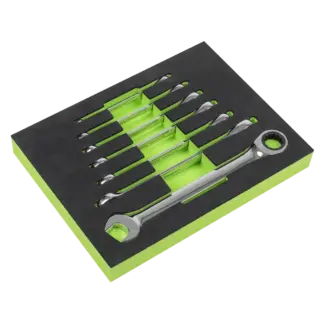 Siegen Combination Ratchet Spanner Set with Tool Tray 7pc [S01142]
