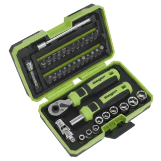 Siegen Socket & Bit Set 1/4"Sq Drive 38pc [S01255]