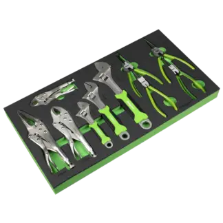 Siegen Adjustable Wrench & Pliers Set with Tool Tray 10pc [S01278]