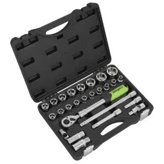 Siegen Extendable Ratchet Socket Set 1/2"Sq Drive 26pc [S01288]