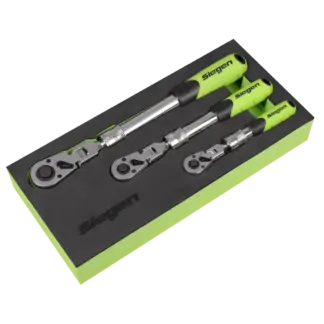 Siegen Extendable Flexi-Head Ratchet Wrench Set 3pc [S01297]