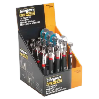 Siegen Telescopic Magnetic Pick-Up Tools & Inspection Mirrors - Display Box of 20 [S0946]