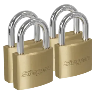 Siegen Brass Body Padlock with Brass Cylinder Keyed Alike - Pack of 4 [S0992]