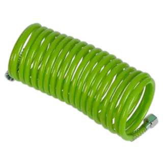 PE Coiled Air Hose with 1/4"BSP Unions 5m x 5mm - Green [SA335G]
