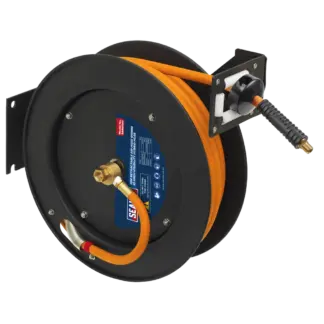 15m Retractable High-Visibility Hybrid Air Hose with Steel Reel 10mm ID [SA841HY]