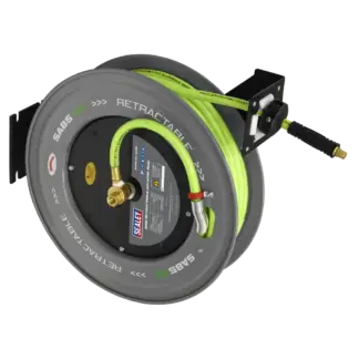 20m Retractable High-Visibility PVC Air Hose with Steel Reel 10mm ID [SA85HV]